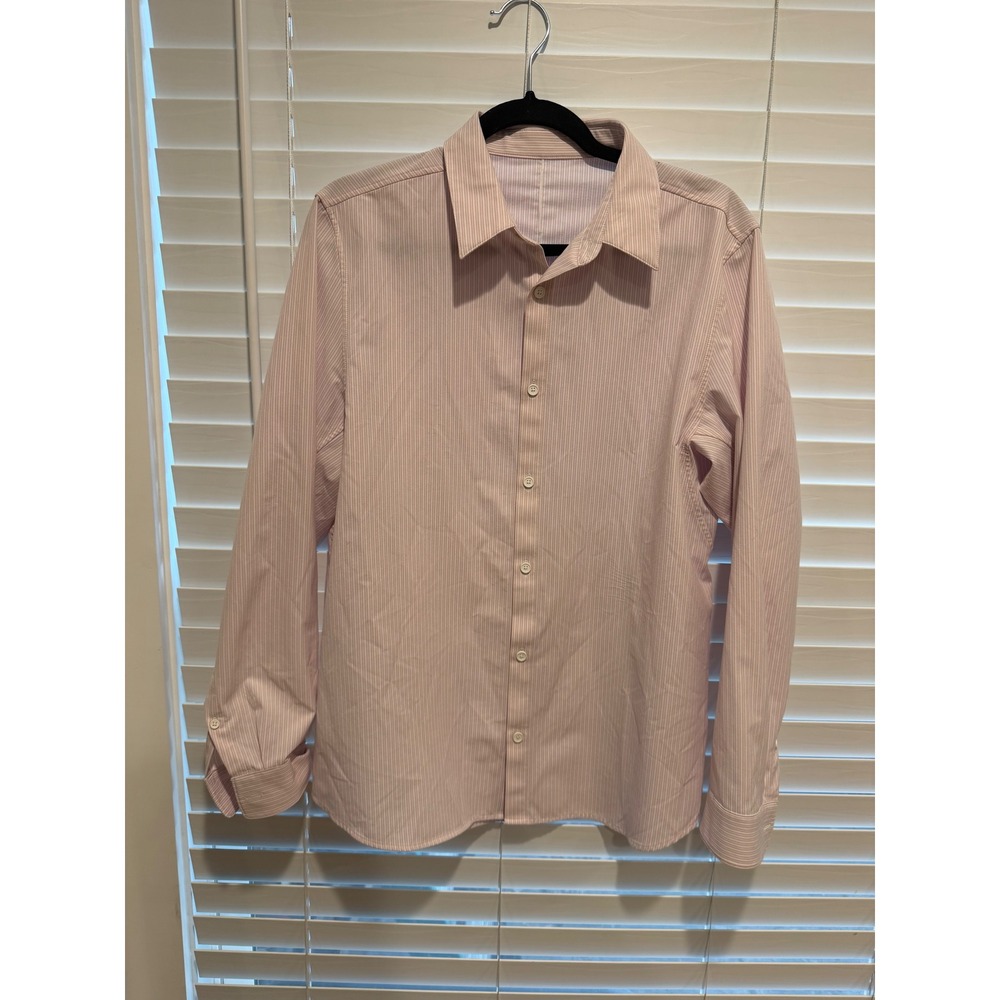 Lululemon Mens‎ Pinstripe Button Down Shirt Pink White Long Sleeve Size M
